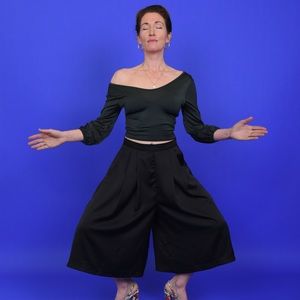 Nasty Gal Black Wide Leg Culotte Pants